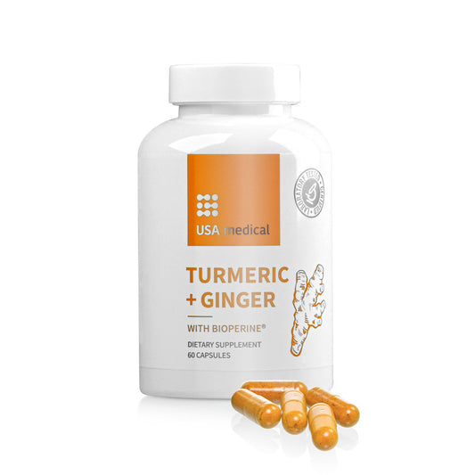 USA Medical Turmeric + Ginger Kurkuma és gyömbér kapszula BioPerine®-nel